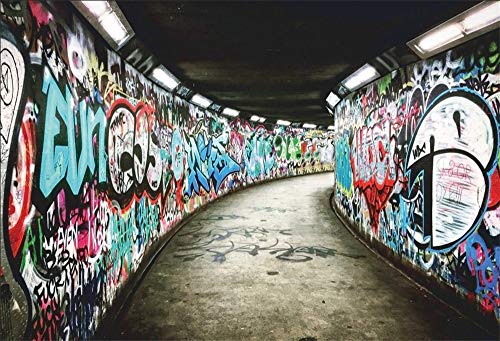 YongFoto 3x2m Vinyl Foto Hintergrund Graffiti Wand auf den U Bahnen Fotografie Hintergrund Backdrop Fotostudio Hintergr黱de Requisiten von YONGFOTO