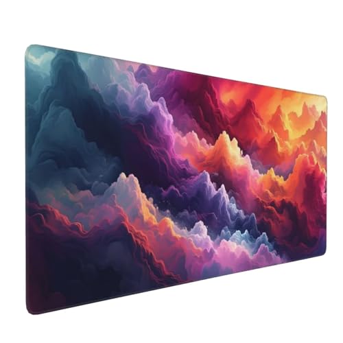 Gaming Mauspad XXL 900 x 300 mm, Farbe Mauspad Groß mit Vernähten Kanten, Gaming Mousepad Wolke mit Verbessert Präzision und Geschwindigkeit, Mousepad XXL Wasserdicht für Büro, Zimmer Deko H-17 von YOOYLLCY