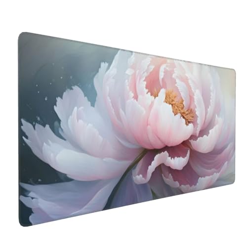 Gaming Mauspad XXL 900 x 300 mm, Rosa Mauspad Groß mit Vernähten Kanten, Gaming Mousepad Pfingstrose mit Verbessert Präzision und Geschwindigkeit, Mousepad XXL Wasserdicht für Büro, Zimmer Deko H-239 von YOOYLLCY