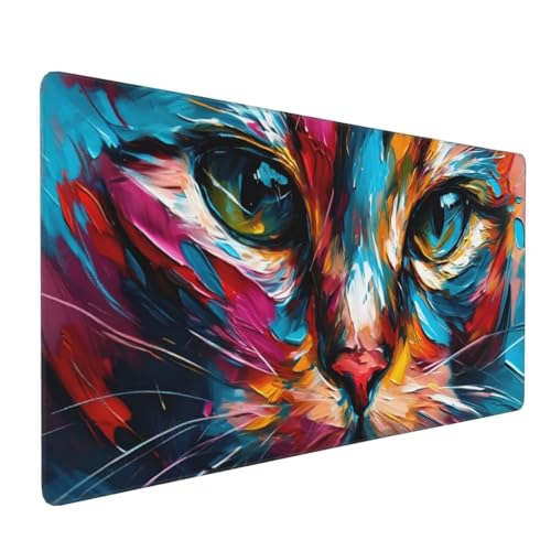 Mauspad XXL, 1500 x 800 mm Gaming Mauspad Farbe, XXL Mousepad Groß mit rutschfeste Gummibasis, Mauspad Katze Wasserdicht & rutschfest, Großer Erweiterter Schreibtischunterlage, Home Office Dekor H-83 von YOOYLLCY