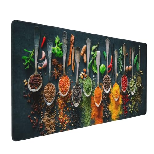 Mauspad XXL, 1500 x 800 mm Gaming Mauspad Küche, XXL Mousepad Groß mit Rutschfeste Gummibasis, Mauspad Gewürze Wasserdicht Rutschfest, Großer Erweiterter Schreibtischunterlage, Home Office Dekor H-359 von YOOYLLCY