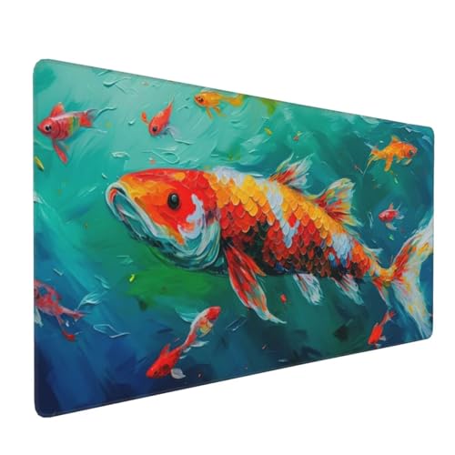 Mauspad XXL, 1500 x 800 mm Gaming Mauspad Tier, XXL Mousepad Groß mit rutschfeste Gummibasis, Mauspad Fisch Wasserdicht & rutschfest, Großer Erweiterter Schreibtischunterlage, Home Office Dekor H-276 von YOOYLLCY