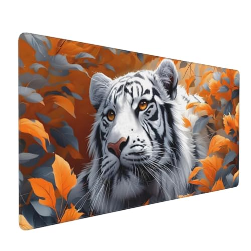 Mauspad XXL, 1500 x 800 mm Gaming Mauspad Tier, XXL Mousepad Groß mit rutschfeste Gummibasis, Mauspad Tiger Wasserdicht & rutschfest, Großer Erweiterter Schreibtischunterlage, Home Office Dekor H-313 von YOOYLLCY