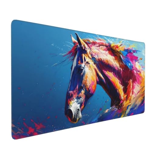 Mauspad XXL, 500 x 250 mm Gaming Mauspad Farbe, Mousepad Groß mit rutschfeste Gummibasis, Mauspad Pferd Wasserdicht & rutschfest, Großer Erweiterter Schreibtischunterlage für Home Office Dekor H-89 von YOOYLLCY