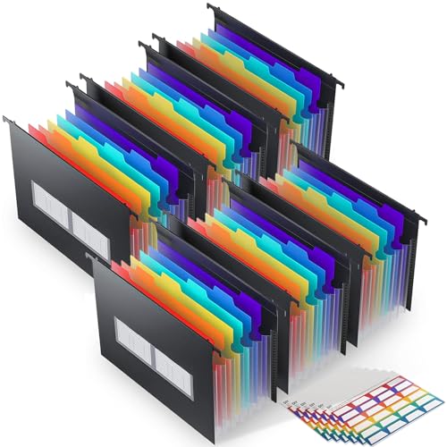 Fächermappen, Aktenordner für Aktenschrank, 7 erweiterbare Akkordean-Taschen, Hängeregistratur-Ordner in Briefgröße für Aktenschrank, größere Kapazität, Hängemappen, 6 Packungen von YOPCDJ