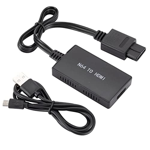 YOPOTIKA N64 auf HDMI Konverter,kompatibles Konverterkabel Nin- Tend 64 auf HDMI kompatibler Adapter für N64/SNES/GC,Schwarz von YOPOTIKA