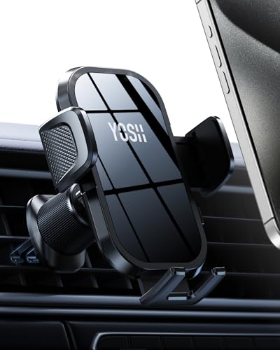 YOSH Handyhalterung Auto Lüftung, Handy Halterung Auto mit Upgraded Metall-Doppelhaken, 360° Drehbar KFZ Halterung für iPhone 16 15 14 13 12 Samsung Pixel 4-7 Zoll Smartphone von YOSH