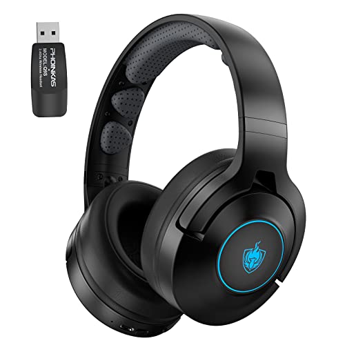 YOTMS Kabelloses Gaming-Headset für PS4, PS5, PC, Switch – 2,4 GHz Wireless Gaming Kopfhörer mit abnehmbarem Noise-Cancelling Mikrofon, 7.1 Stereo Sound, 3,5mm Kabelmodus für Xbox Series – Schwarz von YOTMS