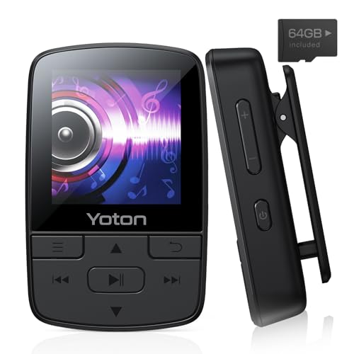 YOTON MP3 Player Bluetooth 5.2, MP3 Player mit kopfhörer, 64 GB großer Speicher, unabhängiger Lautstärkeregler, UKW-Radio, Sprachaufzeichnung und Unterstützung für bis zu 128 GB SD-Karte von YOTON