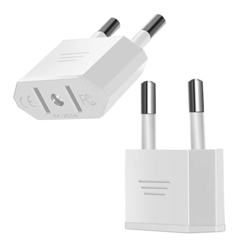 US to EU Adapter YOURKAY 2PCS Reisestecker US auf EU,USA Adapter Steckdose,2 Pin Adapter USA Deutschland Stecker, EU Stecker Adapter für Amerika/Kanada/Mexiko Stecker von YOURKAY