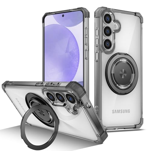 YOUULAR Golden Shield Rotation 360 Grad Magnetische Halter Handyhülle für Samsung Galaxy S25 Plus hülle, [unterstützt kabelloses Laden] Vier Ecken gegen Absturz stoßfeste Schutzhülle hüllen, Schwarz von YOUULAR