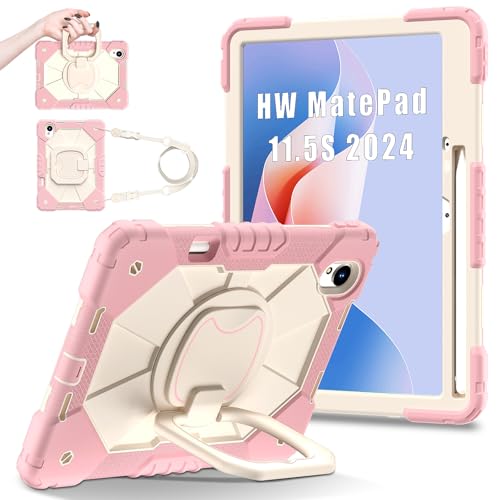 YOUULAR Tablet-Schutzhülle mit Schultergurt für Huawei MatePad 11,5 S/11,5 Zoll TGR-W09, strapazierfähig, stoßfest, Schutzhülle mit Ständer, Griff, Schultergurt für Kinder, Damen, Herren, Roségold von YOUULAR