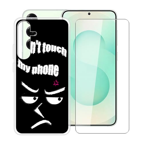 YQINHHME Handyhülle für Samsung Galaxy S25+ (6.7 Zoll) + Gehärtetes Glas Schutzfolie, Stoßfest Silikon Schutzhülle Tasche Ultradünne weiches TPU Case Hülle für Samsung Galaxy S25+ - Berühr Mich Nicht von YQINHHME