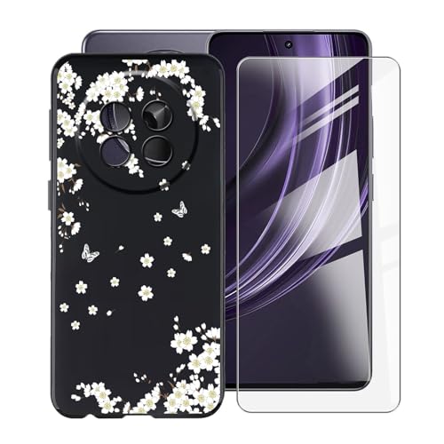 YQINHHME Hülle für Realme 13 Pro RMX5002 (6.67 Zoll) Mit 1 X Gehärtetem Glas Schutzfolie, Ultradünne Schwarz Kratzfest Weich TPU Bumper Schutzhülle Cover für Realme 13 Pro RMX5002 - Verstreut von YQINHHME