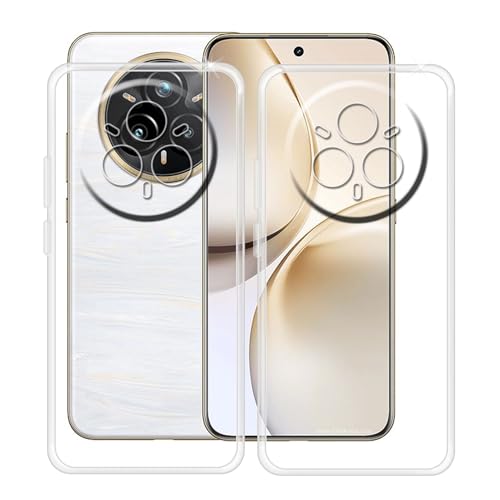 YQINHHME Hülle für Realme 14 Pro+ (6.83 Zoll), 2 Stück Stoßfest Anti-Kratzer Handyhülle Case Ultradünne Weiches TPU Bumper Schutzhülle Cover für Realme 14 Pro+ - Clear + Transparent von YQINHHME