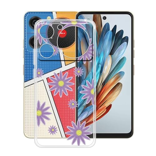 YQINHHME Hülle für ZTE Nubia Music Z2353 (6.60 Zoll) Stoßfest Anti-Kratzer Transparent Handyhülle Case, Ultradünne Flexible TPU Bumper Schutzhülle Cover für ZTE Nubia Music Z2353 - Lila Blume von YQINHHME