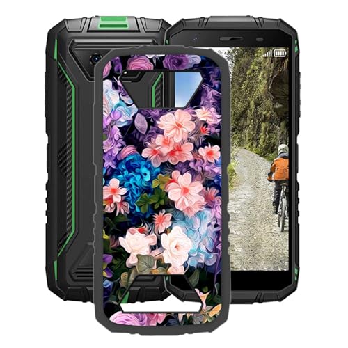 YQINHHME Schwarz Stoßfest Hülle für Doogee S41T (5.50 Zoll), Ultradünne Anti-Kratzen Handyhülle Cover Weiches Silikon Schutzhülle Tasche für Doogee S41T - Blumenwand von YQINHHME