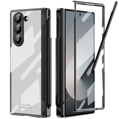 YQODSZ Schutzhülle für Samsung Galaxy Z Fold 6, mit schlankem Eingabestift und S-Stifthalter, Z Fold 6, kristallklare Hülle mit Scharnierschutz, Displayschutzfolie, Ständer, All-Inclusive, schlanke von YQODSZ