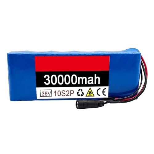 E-Bike-Akku 36V 30000mAh 18650 Wiederaufladbarer Lithium-Ionen-Akku 10S2P+Ladegerät for Elektrofahrräder Und Motorräder von YQVEOT