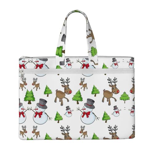 Laptop-Tragetasche mit Aufschrift "Merry Christmas", Leinen-Arbeitstasche für Damen, Lehrer, Arbeit, Reißverschluss, Aktentasche, Kuriertasche von YQxwJL