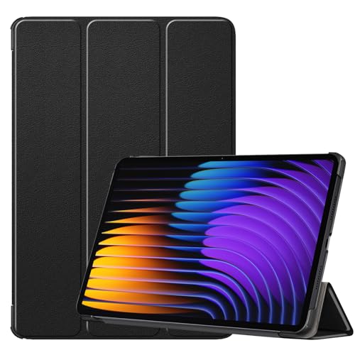 YRH für Xiaomi Pad 7 Hülle 11.2 Zoll 2024, [Auto Wake/Sleep] Ultra dünn Leather Stand Case Cover for 11.2" Tabletten Xiaomi Pad 7 Pro (Schwarz) von YRH