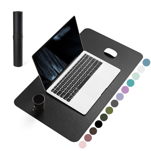 YSAGi Schreibtischunterlage, Mauspad mit Leder und Rutchfeste Wildleder, Multifunktionales Office Mousepad Laptop Schreibunterlage, Tisch-Schutz Unterlage für Büro/Home-Office (Schwarz, 60x35cm) von YSAGi