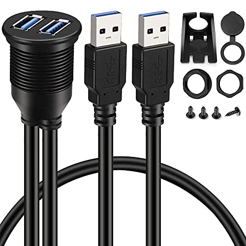 YSBRYD 2 Ports Dual USB 3.0 AUX Unterputz Auto Halterung VerläNgerungs Kabel für Auto Boot Motorrad Armaturen Brett - 3 Fuß von YSBRYD