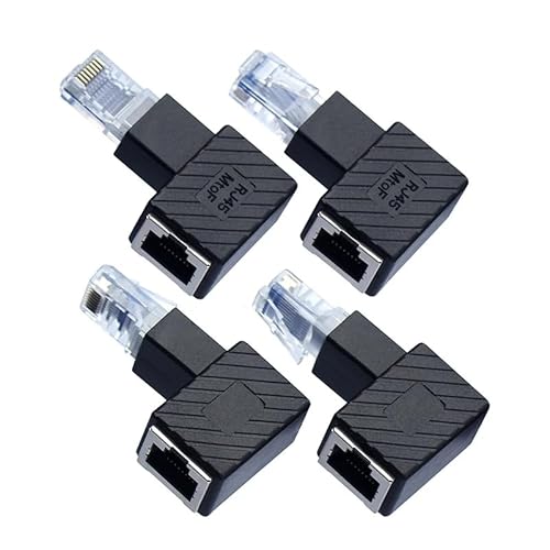 YSJJZRL 90 Grad nach Oben/unten/Links/rechts RJ45-Stecker auf Buchse Ethernet-Extender-Adapter für Modem, Router, PC usw (4 Stück: Oben/Unten/Links/Rechts) von YSJJZRL