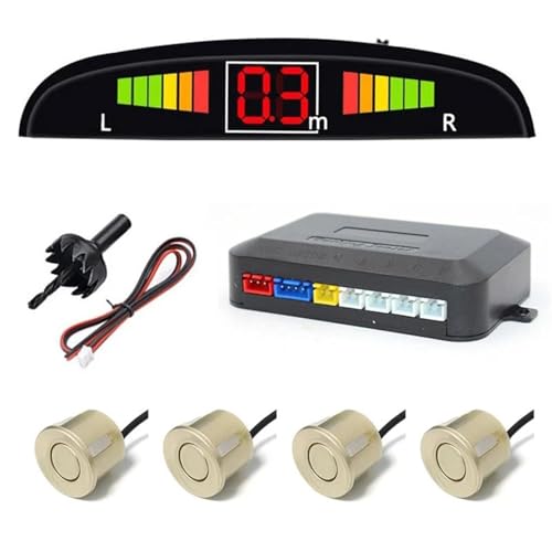 Sensoren Auto Digital Screen Parkplatz Sensor Kit Hintergrundbeleuchtung Display 4 Sensoren 22mm Reverse Radar Detektor Auto Einparkhilfe(Gold) von YSQOFD