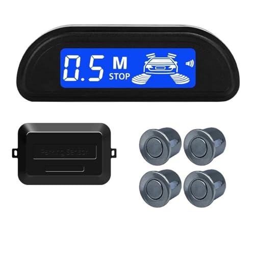 Sensoren Auto Parkplatz Sensor Kit Parktronic Reverse Monitor 22mm 4 Sensoren Radar Detektor Hintergrundbeleuchtung Display Auto Einparkhilfe(Grey) von YSQOFD