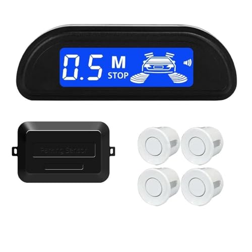 Sensoren Auto Parkplatz Sensor Kit Parktronic Reverse Monitor 22mm 4 Sensoren Radar Detektor Hintergrundbeleuchtung Display Auto Einparkhilfe(Weiss) von YSQOFD