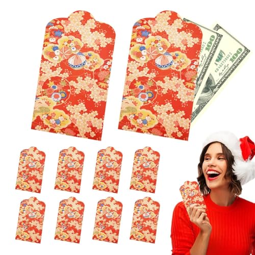 Roter Umschlag zum Frühlingsfest, Geldumschläge für Geld - 10X Frühlingsfest-Geldbeutel,Rote Taschenpapierumschläge für chinesisches Neujahr, Hochzeiten, Weihnachten, Abschlussfeier von YTGOCN