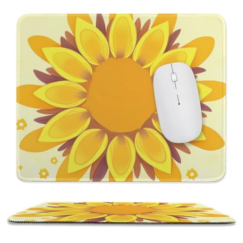 Computer-Mauspad mit genähtem Rand, Sonnenblumen-Schönheit, bedrucktes Mauspad, bequeme Mauspads mit Gummiunterseite, leicht gleitend, tragbare Gaming-Maus für Gaming, Büro, Laptop, Computer, Männer von YTLKGFP