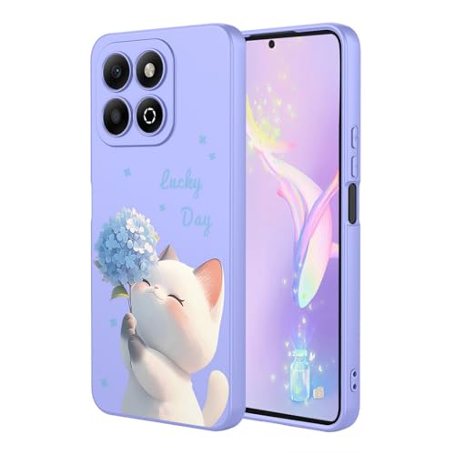 YUECXIN Flüssig Silikon Hülle für Honor X6b 4G, Mustern Seidig-Weicher Berühren Handyhülle, Premium Ultra Dünn Stoßfest TPU Bumper Schutzhülle. Katze von YUECXIN