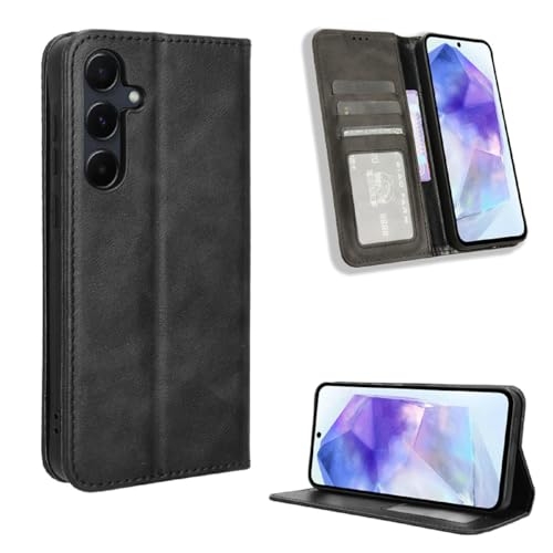 YUECXIN Klapphülle Handyhülle für Samsung Galaxy S24 FE Hülle, Premium Folio PU Lederhülle mit Ständer Brieftasche Kartenfächer, Stoßfeste Magnetische Schutzhülle, Schwarz von YUECXIN