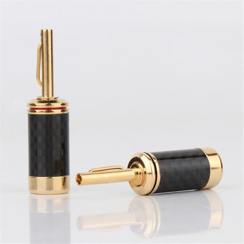 YUEKOPOU Bananen-Lautsprecher-Stecker, Bananen-Kab 4PCS Gold Plated Carbon Fiber Banana Plug Speaker Cable Plug HiFi von YUEKOPOU