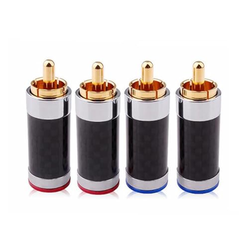 YUEKOPOU Bananen-Lautsprecher-Stecker, Bananen-Kab HiFi 4pcs Carbon Fiber Gold Plated Plug Interconnects Cable Connector(4mm) von YUEKOPOU