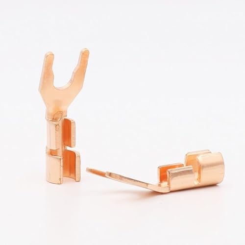 YUEKOPOU Bananen-Lautsprecher-Stecker, Bananen-Kab HiFi Solid Copper Gold Spade Plug Speaker Cable Wire Connector Speaker Y Spades DIY Speaker Cable Spade Plug Terminal Plug(Copper) von YUEKOPOU