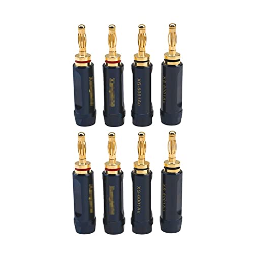 YUEKOPOU Bananen-Lautsprecher-Stecker, Bananen-Kab XS-6001Au 4pcs Pure Copper Gold-Plated Sapphire Banana Plug Speaker Amplifier Decoder Connector DIY Wire Accessories von YUEKOPOU