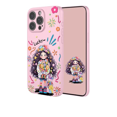 YUEQIAN Flüssig Silikon Hülle für Honor Magic 7 Lite 5G (Magic7 Lite)/X9c, Ultradünn Weich Liquid TPU Stoßfest Schutzhülle, Blumen Cartoon Mädchen Muster Mikrofaserfutter Handyhülle. Niedlich von YUEQIAN