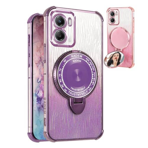 YUEQIAN Glitzer Hülle für Motorola Moto G05 4G / Motorola Moto E15 4G, Ultra Dünn Glänzend Pailletten Schmink Spiegel Ständer Stoßfest Handyhülle, Transparent TPU Bling Mädchen Schutzhülle. Lila von YUEQIAN