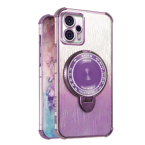 YUEQIAN Glitzer Hülle für Motorola Moto G23 4G, Ultra Dünn Glänzend Pailletten Schmink Spiegel Ständer Stoßfest Handyhülle, Transparent TPU Bling Mädchen Schutzhülle. Lila von YUEQIAN