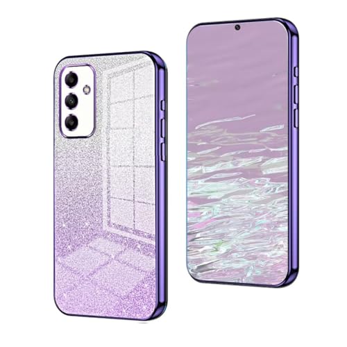 YUEQIAN Glitzer Hülle für Samsung Galaxy A35 5G, Ultra Dünn Glänzend Bling Pailletten Stoßfest Handyhülle, Luxus Galvanik Frauen/Mädchen TPU Bumper Schutzhülle (Lila) von YUEQIAN