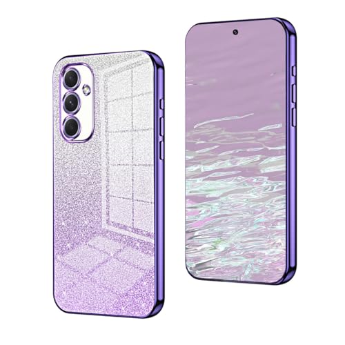 YUEQIAN Glitzer Hülle für Samsung Galaxy A36 5G, Ultra Dünn Glänzend Bling Pailletten Stoßfest Handyhülle, Luxus Galvanik Frauen/Mädchen TPU Bumper Schutzhülle, Lila von YUEQIAN