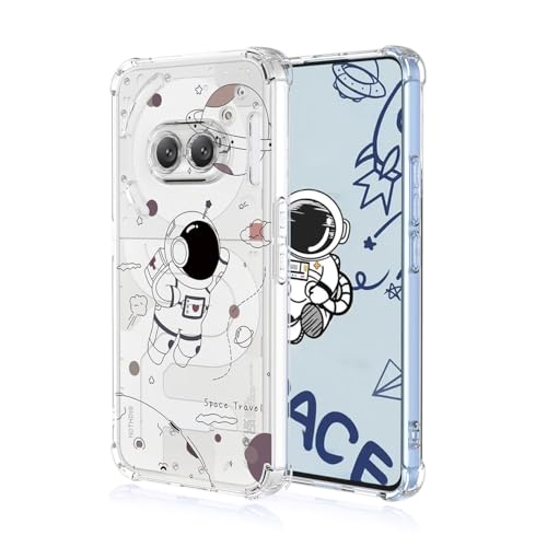 YUEQIAN Hülle für Nothing Phone (2a) / Nothing Phone (2a) Plus 5G, Bunte Hübsch Blumen Cartoon Muster Clear Handyhülle, Transparent Ultradünn Weich TPU Bumper Stoßfest Mädchen Schutzhülle (Astronaut) von YUEQIAN