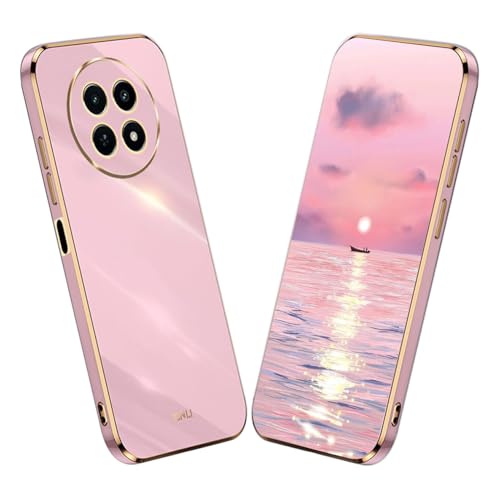 YUEQIAN Hülle für Realme 13 Pro 5G / Realme 13 Pro+, Ultradünn Seidig Weich TPU Silikon Bumper Stoßfest Schutzhülle, Anmut Gold Galvanik Dame Mädchen Fallsicheres Handyhülle, Lila von YUEQIAN