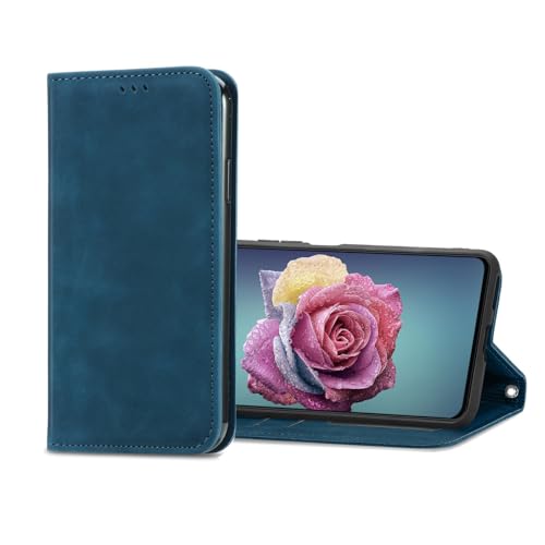 YUEQIAN Hülle für Xiaomi Redmi 10 5G, Premium PU Leder Flip Geldbörse Handyhülle, mit [Kartenfach] [Magnetverschluss] [Klappbare Ständer] Stoßfestes Schutzhülle, Blau von YUEQIAN