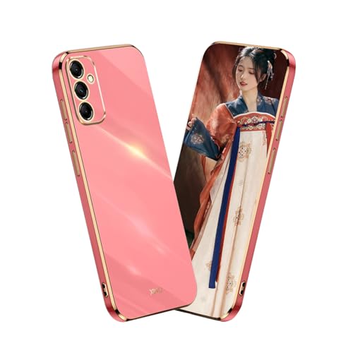 YUEQIAN Hülle für Xiaomi Redmi Note 14 Pro 5G, Ultradünn Seidig Weich TPU Silikon Bumper Stoßfest Schutzhülle, Anmut Gold Galvanik Dame Mädchen Fallsicheres Handyhülle, Rot von YUEQIAN