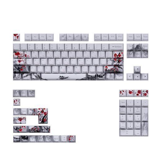 128 Tasten OEM Tastenkappen Pflaumenblüte Tastenkappen Set für Spiel Mechanische Tastaturen Keyswitch Tastenkappen ersetzt von YUGSHNKFC