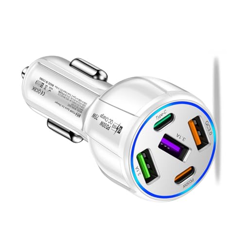 5-Port Auto Ladebuchse 75 W Schnellladeadapter 1 Bis 5 3 X USB + 2 X Typ C Aufladen Von Fahrzeugtelefonen Mit Kabel von YUGSHNKFC